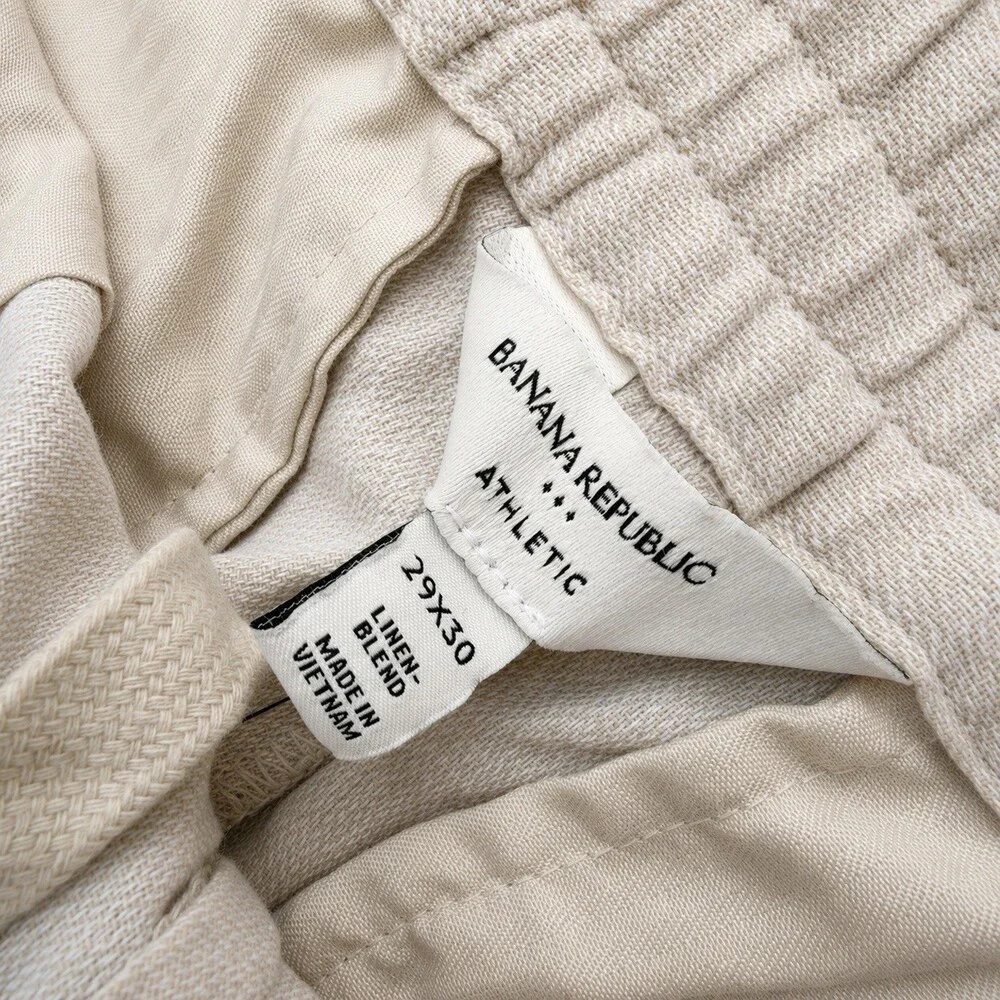 Banana Republic Men’s Linen Blend Athletic Pants 29x30 Beige NWT
